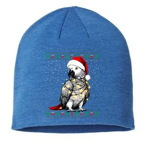 Santa African Grey Parrot Bird Ugly Christmas Gift Sustainable Beanie