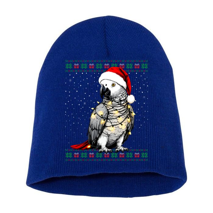 Santa African Grey Parrot Bird Ugly Christmas Gift Short Acrylic Beanie