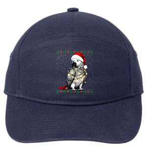 Santa African Grey Parrot Bird Ugly Christmas Gift 7-Panel Snapback Hat