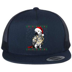 Santa African Grey Parrot Bird Ugly Christmas Gift Flat Bill Trucker Hat