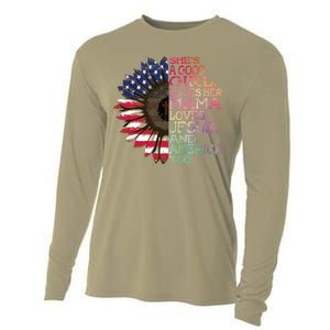 Shes A Good Loves Her Mama Jesus & America Too Hippie Cooling Performance Long Sleeve Crew