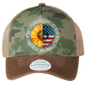 Shes A Good Loves Her Mama Jesus And America Sunflower Legacy Tie Dye Trucker Hat