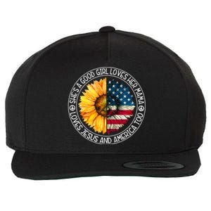 Shes A Good Loves Her Mama Jesus And America Sunflower Wool Snapback Cap