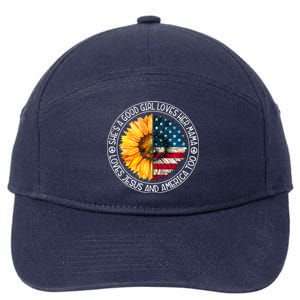 Shes A Good Loves Her Mama Jesus And America Sunflower 7-Panel Snapback Hat