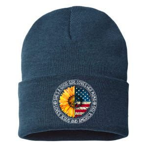 Shes A Good Loves Her Mama Jesus And America Sunflower Sustainable Knit Beanie