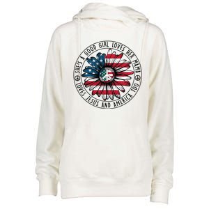 Shes A Good Girl Loves Her Mama Loves Jesus And America Womens Funnel Neck Pullover Hood