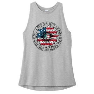 Shes A Good Girl Loves Her Mama Loves Jesus And America Ladies PosiCharge Tri-Blend Wicking Tank