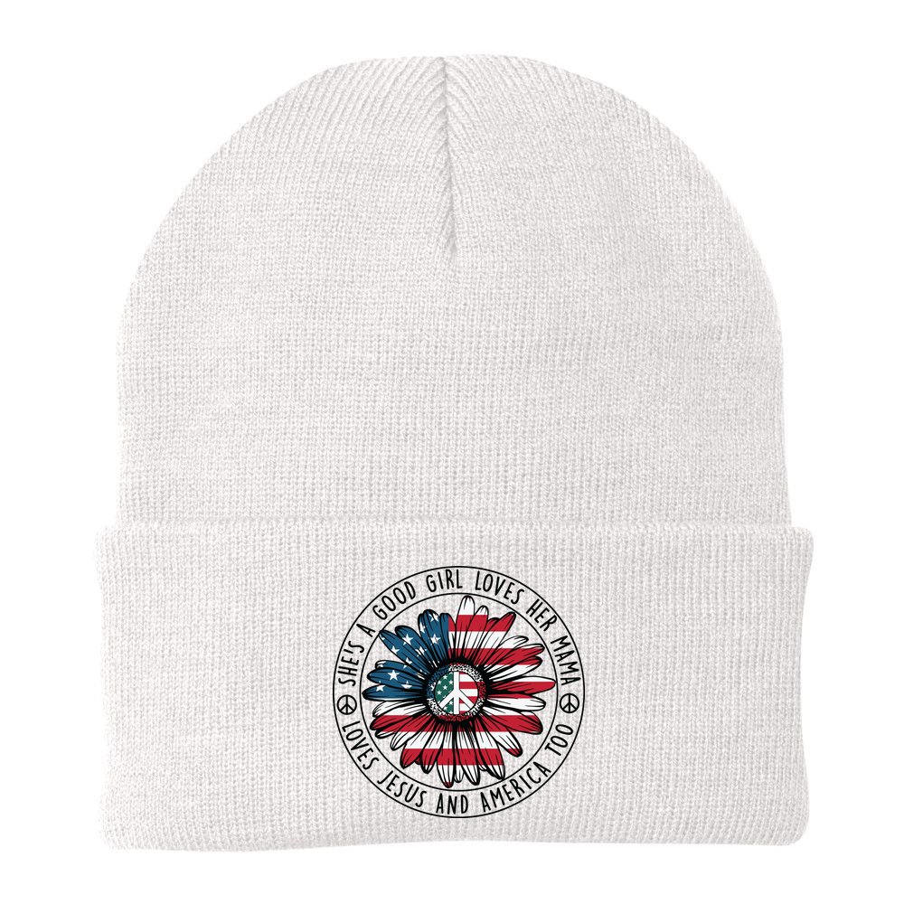 Shes A Good Girl Loves Her Mama Loves Jesus And America Beanie