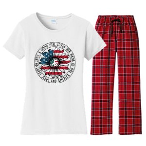 Shes A Good Girl Loves Her Mama Loves Jesus And America Women's Flannel Pajama Set