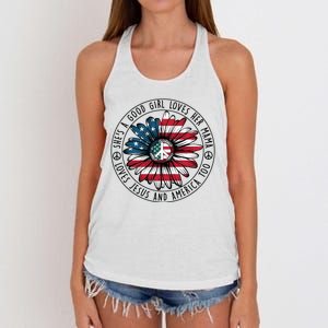 Shes A Good Girl Loves Her Mama Loves Jesus And America Women's Knotted Racerback Tank