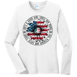 Shes A Good Girl Loves Her Mama Loves Jesus And America Ladies Long Sleeve Shirt