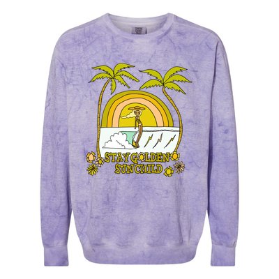 Stay A Golden Sun Summer Vibes Beach Vacay Summertime Great Gift Colorblast Crewneck Sweatshirt