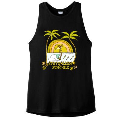 Stay A Golden Sun Summer Vibes Beach Vacay Summertime Great Gift Ladies PosiCharge Tri-Blend Wicking Tank