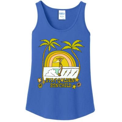 Stay A Golden Sun Summer Vibes Beach Vacay Summertime Great Gift Ladies Essential Tank