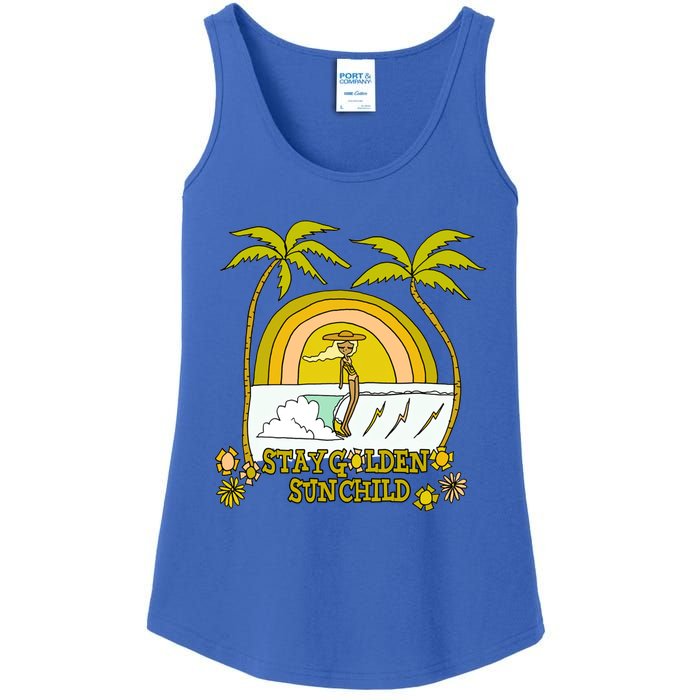 Stay A Golden Sun Summer Vibes Beach Vacay Summertime Great Gift Ladies Essential Tank