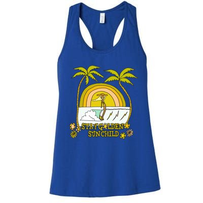 Stay A Golden Sun Summer Vibes Beach Vacay Summertime Great Gift Women's Racerback Tank