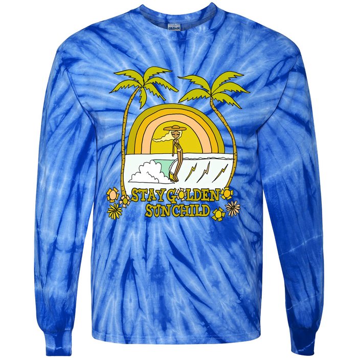 Stay A Golden Sun Summer Vibes Beach Vacay Summertime Great Gift Tie-Dye Long Sleeve Shirt