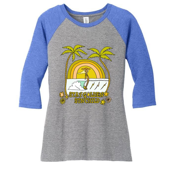 Stay A Golden Sun Summer Vibes Beach Vacay Summertime Great Gift Women's Tri-Blend 3/4-Sleeve Raglan Shirt