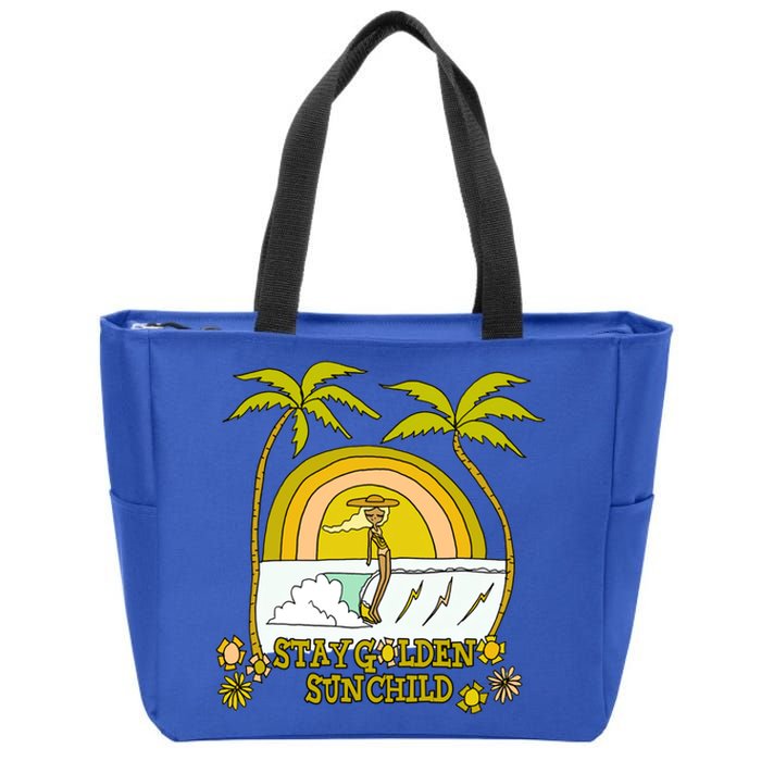 Stay A Golden Sun Summer Vibes Beach Vacay Summertime Great Gift Zip Tote Bag