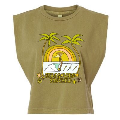 Stay A Golden Sun Summer Vibes Beach Vacay Summertime Great Gift Garment-Dyed Women's Muscle Tee