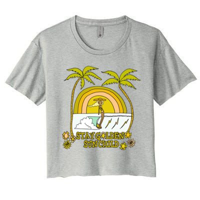 Stay A Golden Sun Summer Vibes Beach Vacay Summertime Great Gift Women's Crop Top Tee