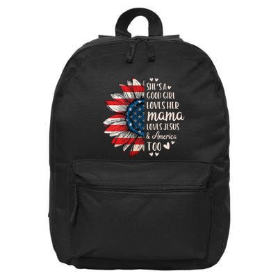 SheS A Good Girl Loves Her Mama Jesus America 16 in Basic Backpack
