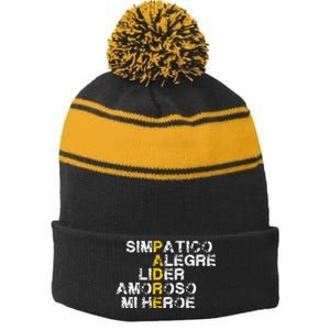 Spanish Acronym Gift For Fathers Day Stripe Pom Pom Beanie