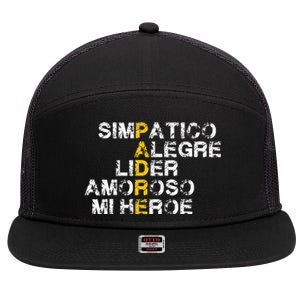 Spanish Acronym Gift For Fathers Day 7 Panel Mesh Trucker Snapback Hat