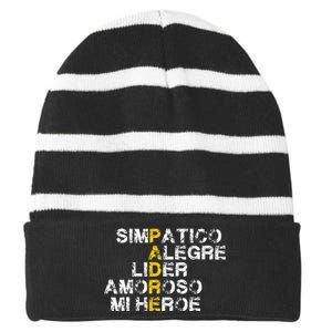 Spanish Acronym Gift For Fathers Day Striped Beanie with Solid Band