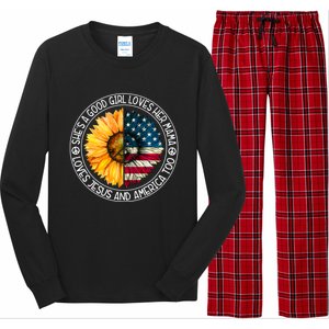 She's A Good Loves Her Mama Jesus And America Sunflower Gift Long Sleeve Pajama Set