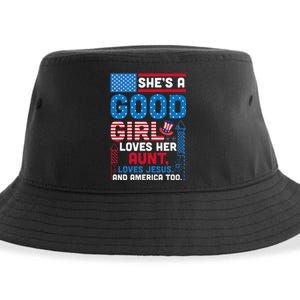 SheS A Good Girl Loves Her Aunt Loves Jesus And America Too Sustainable Bucket Hat