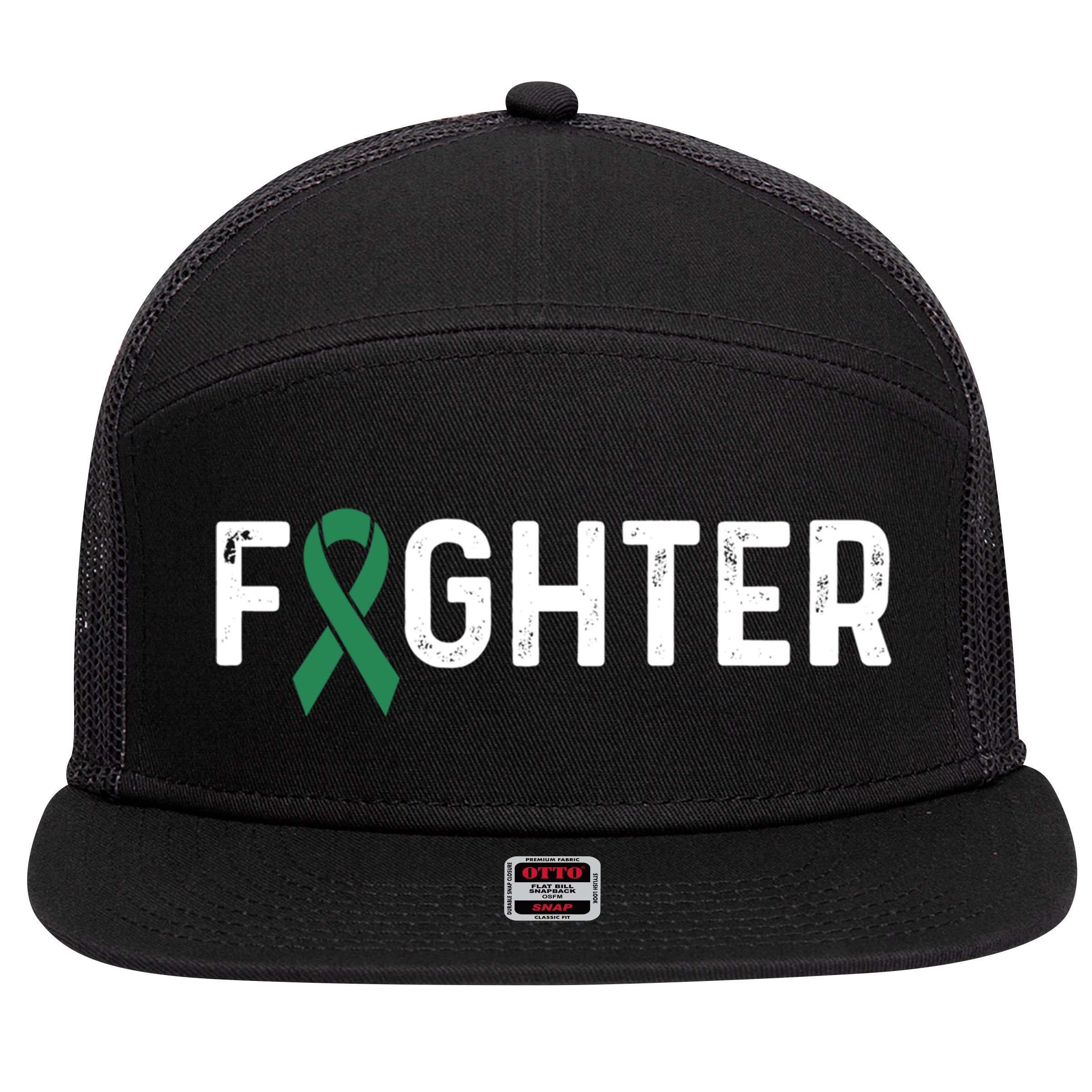 Scoliosis Awareness Green Ribbon Fighter Gift 7 Panel Mesh Trucker Snapback Hat