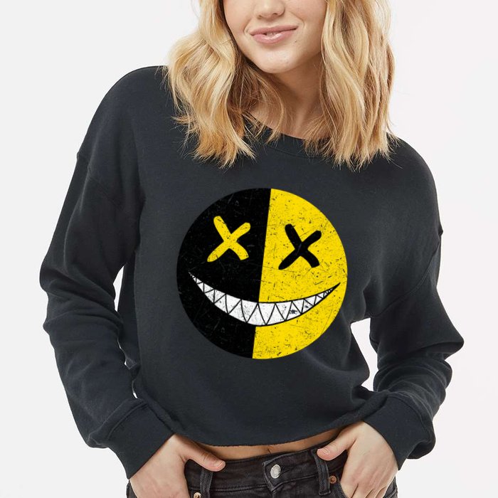 Street Abstract Graffiti Smile X Face Cropped Pullover Crew