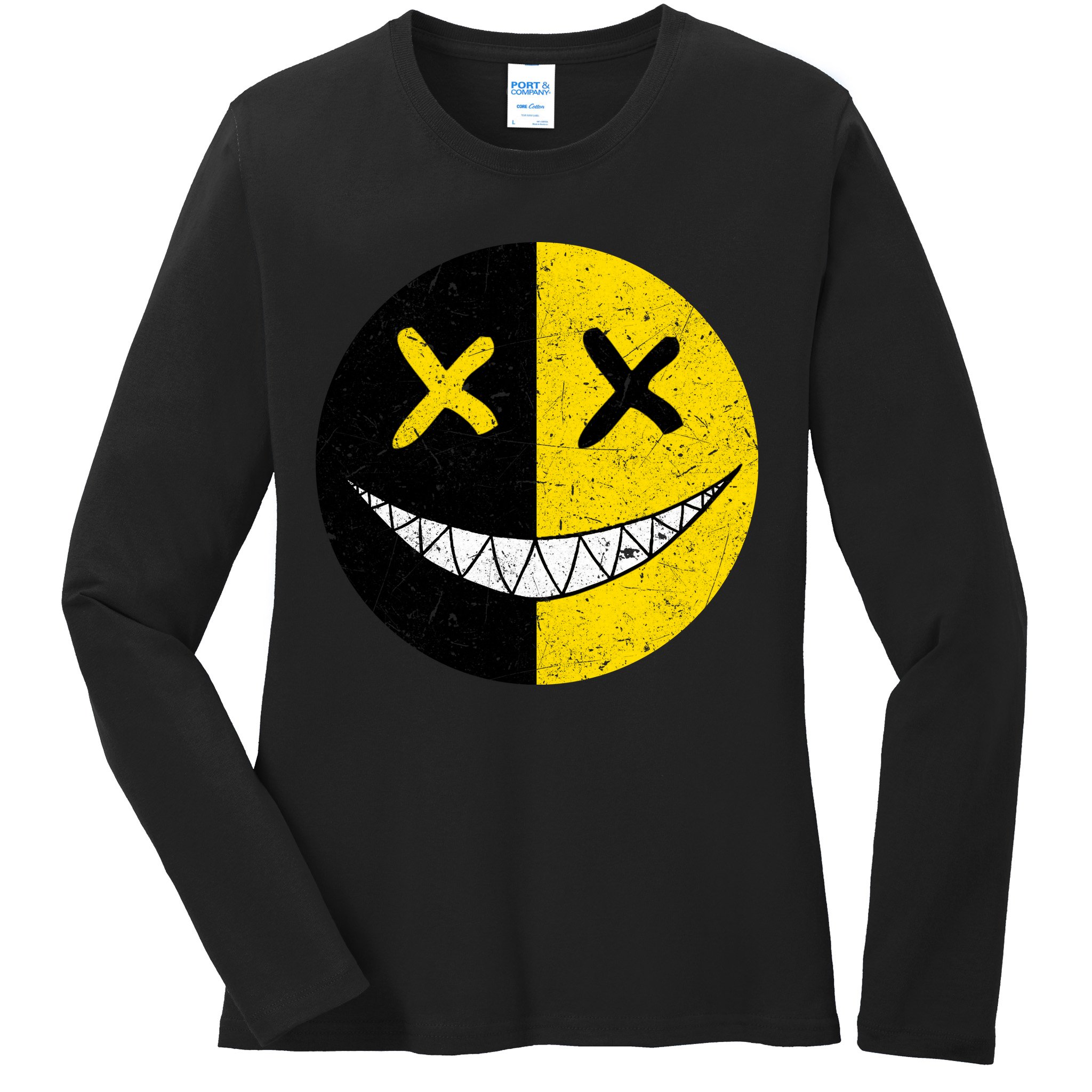 Street Abstract Graffiti Smile X Face Ladies Long Sleeve Shirt