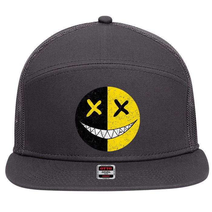 Street Abstract Graffiti Smile X Face 7 Panel Mesh Trucker Snapback Hat