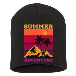 Summer Adventure Graphic Short Acrylic Beanie