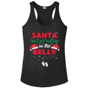 Santa AinT Got Nothing On This Belly Funny Pregnant Gift Ladies PosiCharge Competitor Racerback Tank