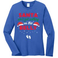 Santa AinT Got Nothing On This Belly Funny Pregnant Gift Ladies Long Sleeve Shirt