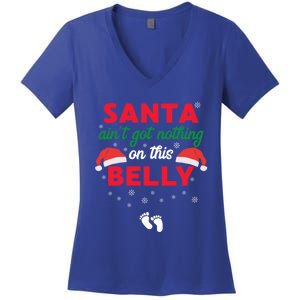 Santa AinT Got Nothing On This Belly Funny Pregnant Gift Women's V-Neck T-Shirt