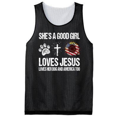 She's A Good Girl Loves Jesus Loves Her Dog And America Too Mesh Reversible Basketball Jersey Tank