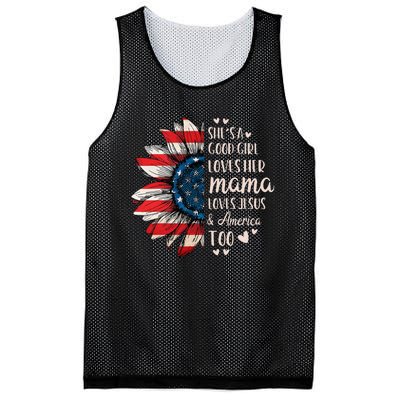 Shes A Good Girl Loves Her Mama Jesus America Mesh Reversible Basketball Jersey Tank