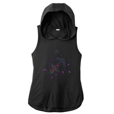 Sagittarius Floral Zodiac Ladies PosiCharge Tri-Blend Wicking Draft Hoodie Tank