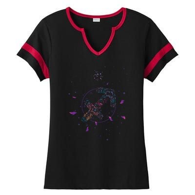 Sagittarius Floral Zodiac Ladies Halftime Notch Neck Tee