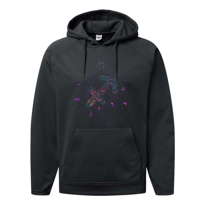 Sagittarius Floral Zodiac Performance Fleece Hoodie