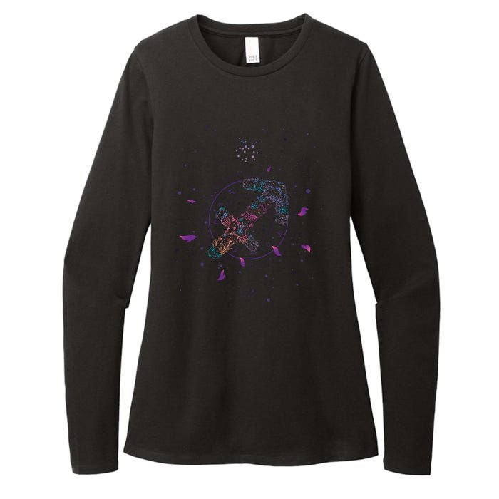 Sagittarius Floral Zodiac Womens CVC Long Sleeve Shirt