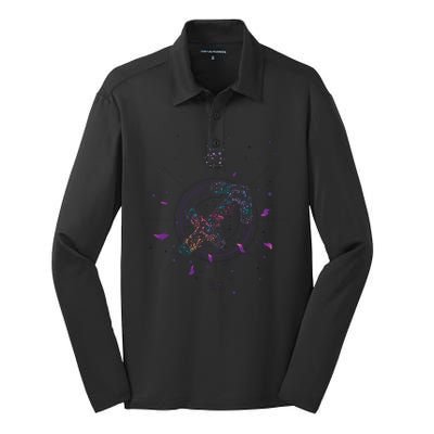 Sagittarius Floral Zodiac Silk Touch Performance Long Sleeve Polo