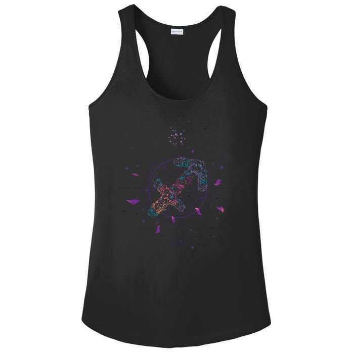 Sagittarius Floral Zodiac Ladies PosiCharge Competitor Racerback Tank