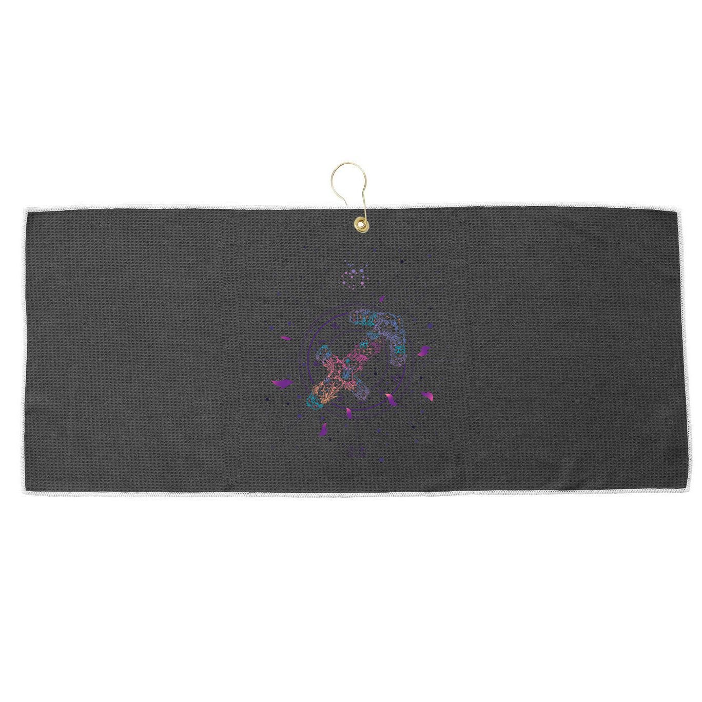 Sagittarius Floral Zodiac Large Microfiber Waffle Golf Towel
