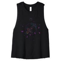 Sagittarius Floral Zodiac Women's Racerback Cropped Tank