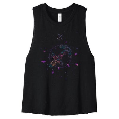 Sagittarius Floral Zodiac Women's Racerback Cropped Tank